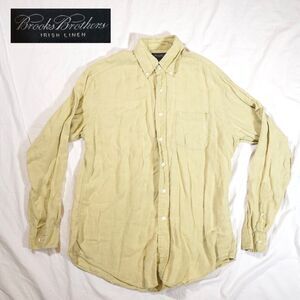 Brooks Brothers Irish Linen Button Up Shirt Green Medium